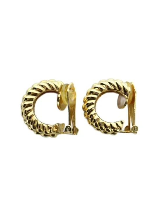 Dior Earrings Logo Clip Type Gold - Picture 1 of 5